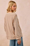 BiBi Open Seam Detail Textured Stripe Knit Top - Trendsi - Flyclothing LLC