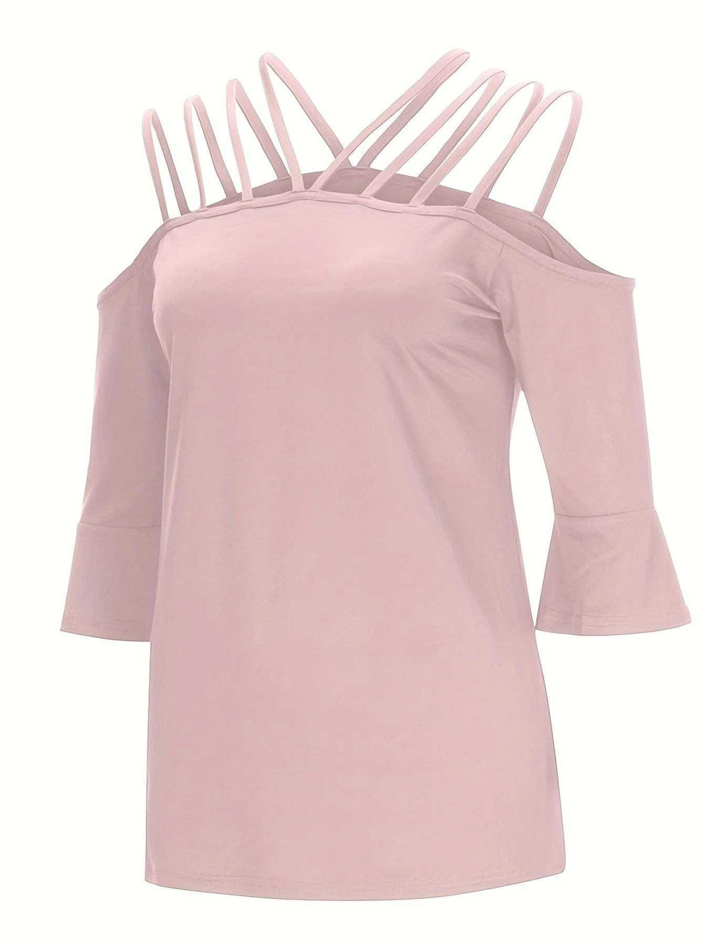 Full Size Cold Shoulder Three-Quarter Sleeve Blouse - Trendsi - Flyclothing LLC