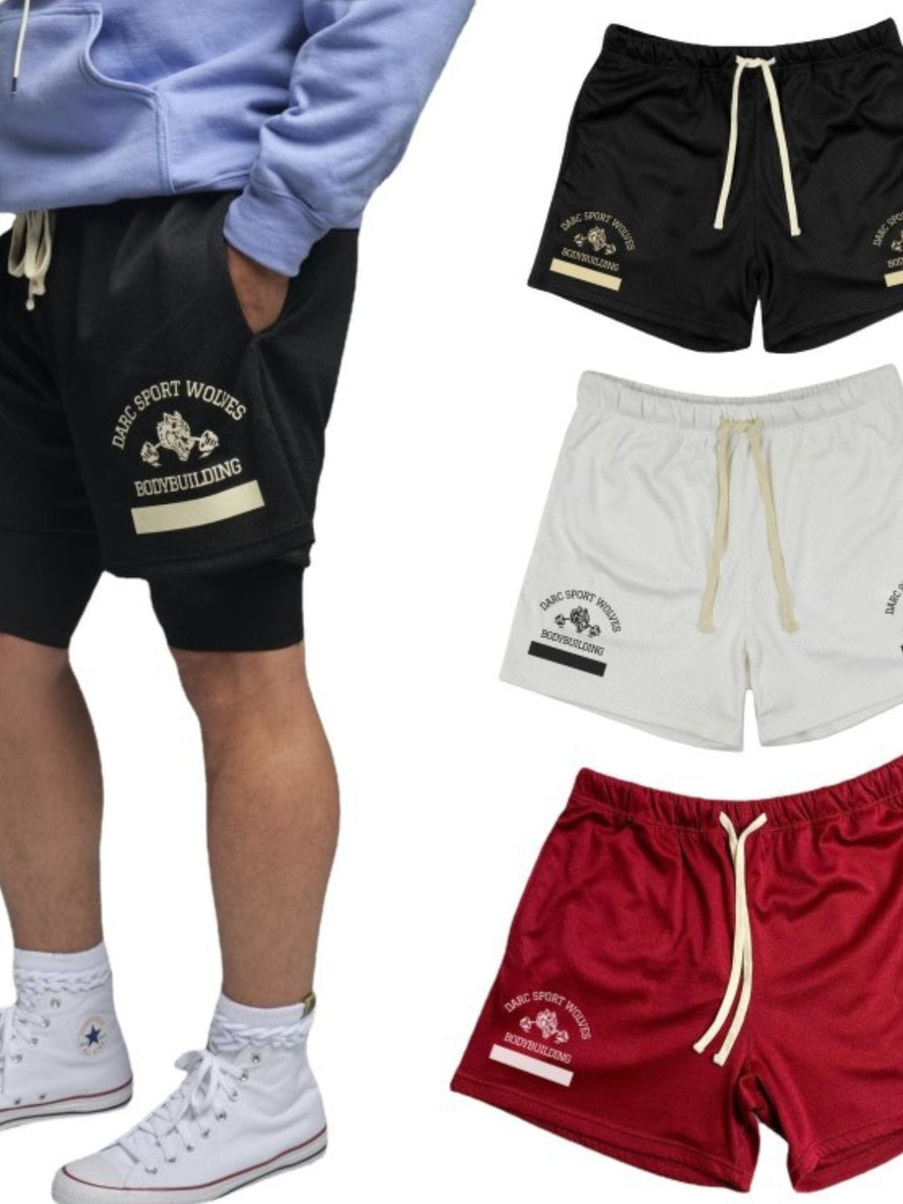 Men's Plus Size Graphic Drawstring Active Shorts - Trendsi