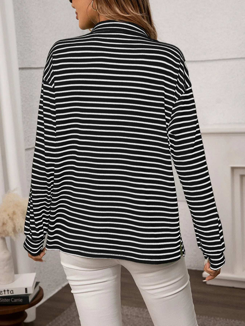 Striped Button Up Long Sleeve Shirt - Trendsi - Flyclothing LLC