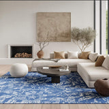 8' X 10' Blue And Ivory Floral Distressed Area Rug - HomeRoots - Flyclothing LLC