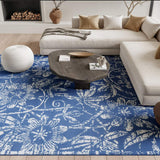8' X 10' Blue And Ivory Floral Distressed Area Rug - HomeRoots - Flyclothing LLC