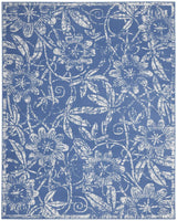 8' X 10' Blue And Ivory Floral Distressed Area Rug - HomeRoots - Flyclothing LLC