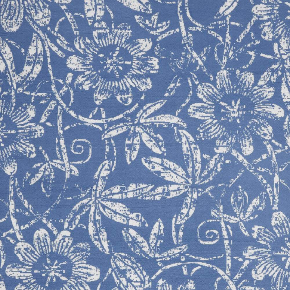 8' X 10' Blue And Ivory Floral Distressed Area Rug - HomeRoots - Flyclothing LLC