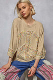 POL Floral Peace Patch Drop Shoulder T-Shirt - Trendsi