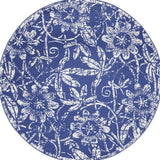 5' Blue And White Floral Distressed Round Rug - HomeRoots - Flyclothing LLC