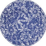 5' Blue And White Floral Distressed Round Rug - HomeRoots - Flyclothing LLC
