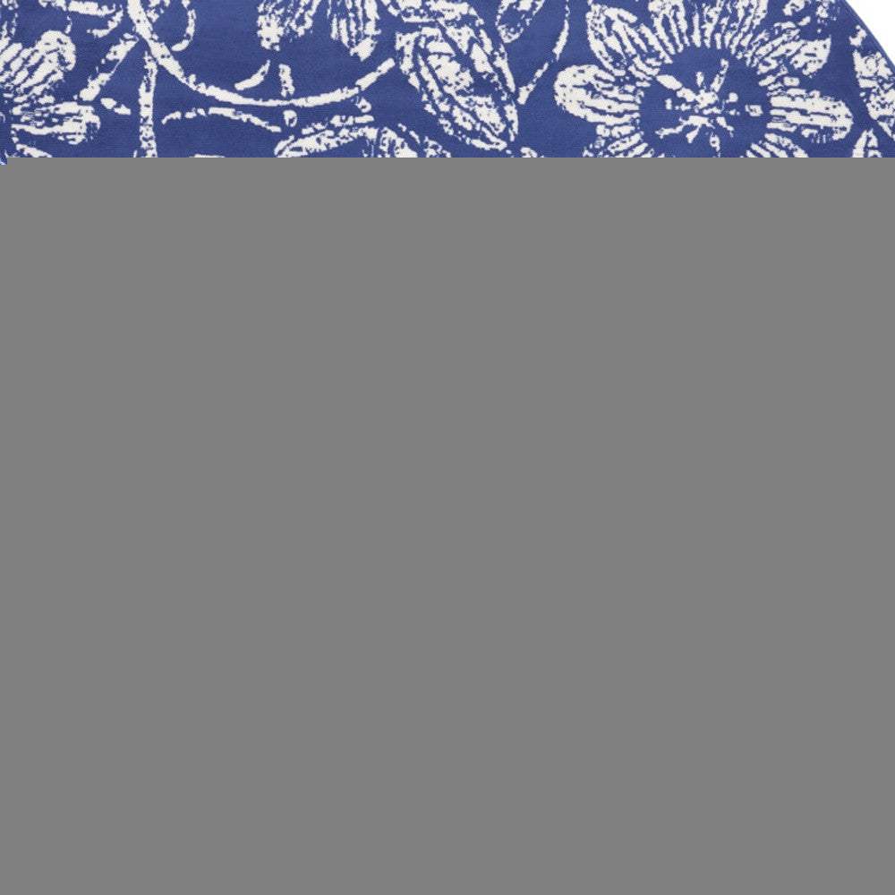 5' Blue And White Floral Distressed Round Rug - HomeRoots - Flyclothing LLC