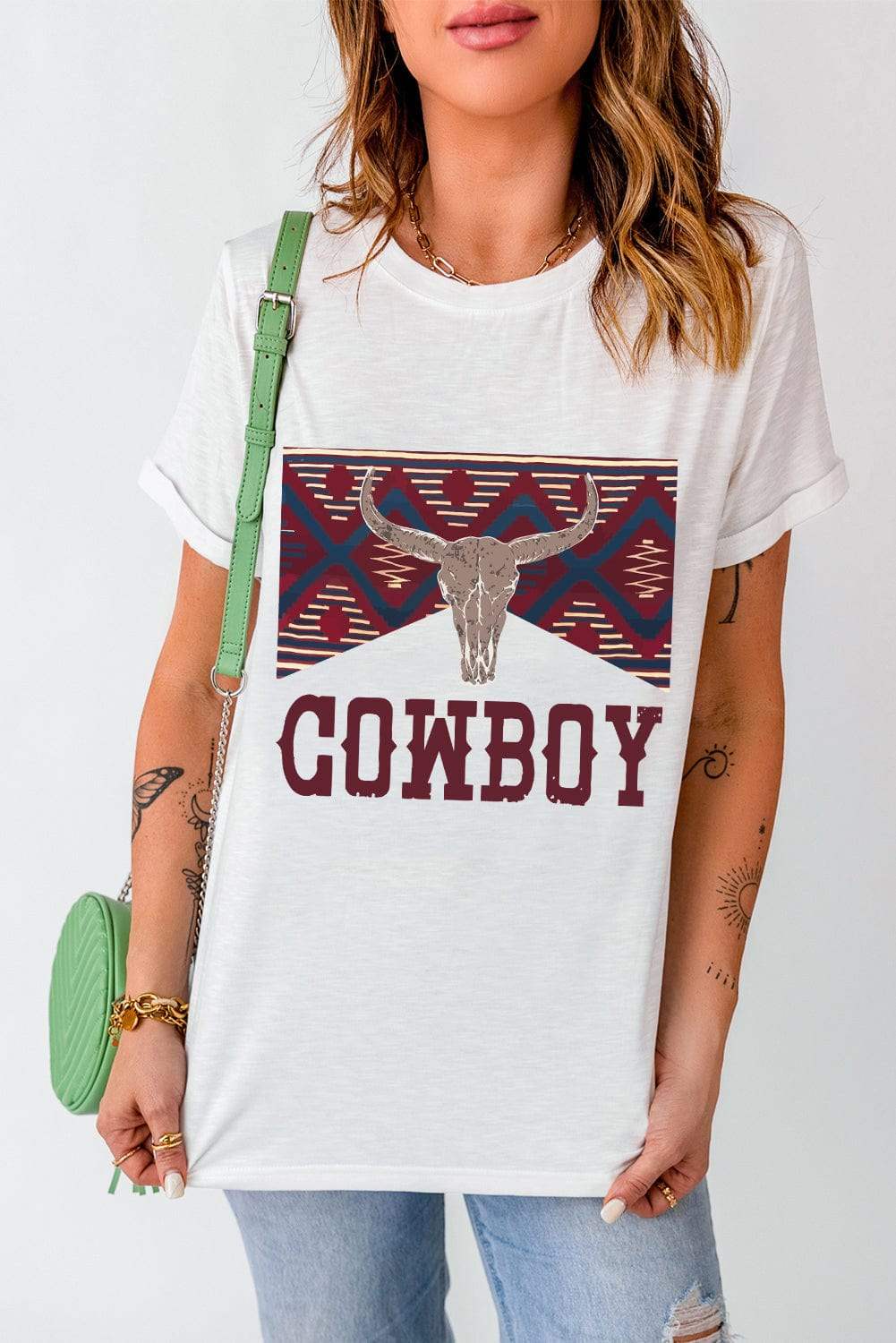 Graphic Round Neck Short Sleeve T-Shirt - Trendsi - Flyclothing LLC