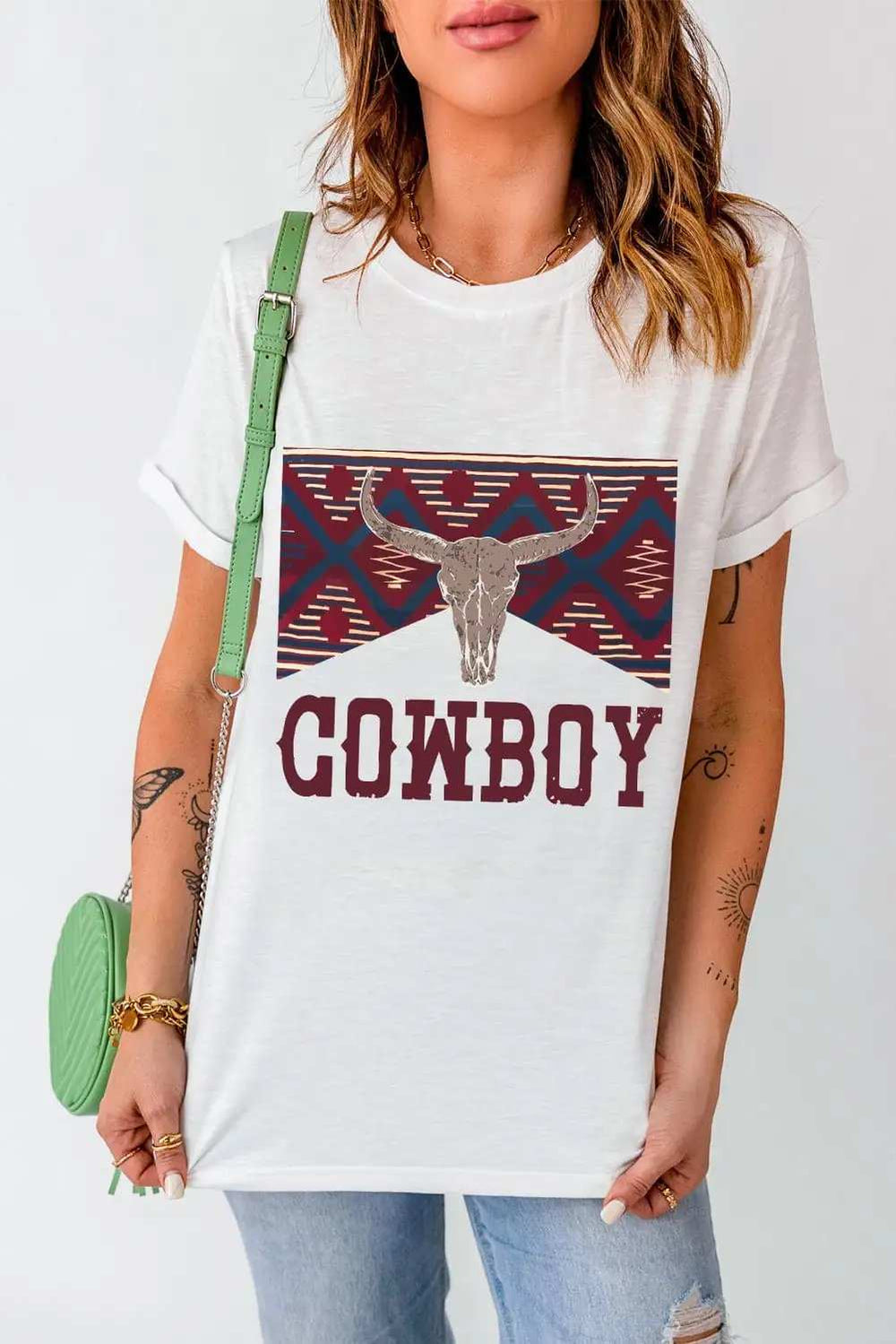 Graphic Round Neck Short Sleeve T-Shirt - Trendsi - Flyclothing LLC