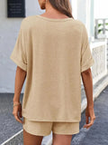 Round Neck T-Shirt and Drawstring Shorts Set - Trendsi