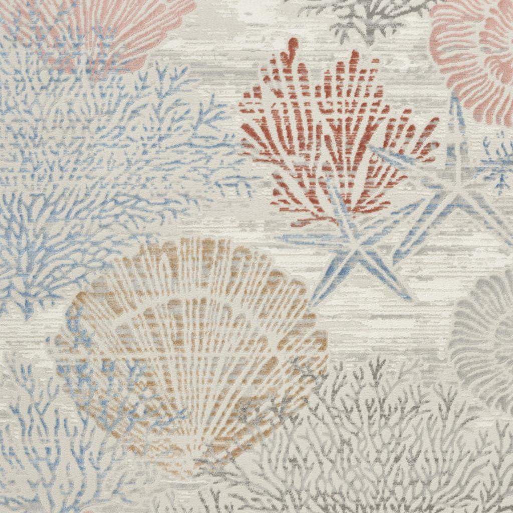 4' X 6' Blue Blush And Gray Seashell and Coral Area Rug - HomeRoots - Flyclothing LLC
