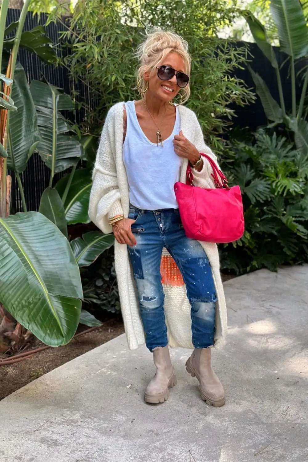 Letter Dropped Shoulder Long Sleeve Cardigan - Trendsi - Flyclothing LLC