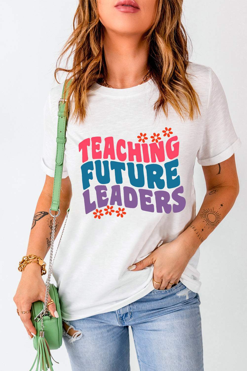 Letter Graphic Round Neck Short Sleeve T-Shirt - Trendsi - Flyclothing LLC