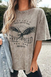 AMERICA FREE BIRD Vintage Graphic Mineral Washed Tee - Trendsi
