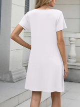 Pleated Front Round Neck Swing Dress - Trendsi - Flyclothing LLC