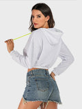 Perfee Drawstring Letter Long Sleeve Hoodie - Trendsi