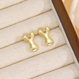 18K Gold-Plated Bubble Letter Stud Earrings - Trendsi - Flyclothing LLC