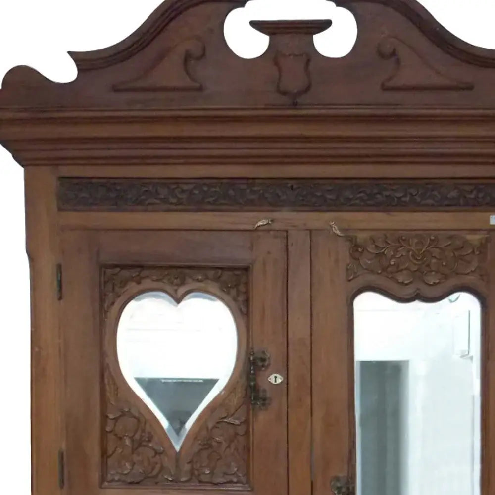 53" Brown Reclaimed Wood Carved Scrollwork Accent Cabinet With Two Doors And Four Drawers - Homeroots - Flyclothing LLC