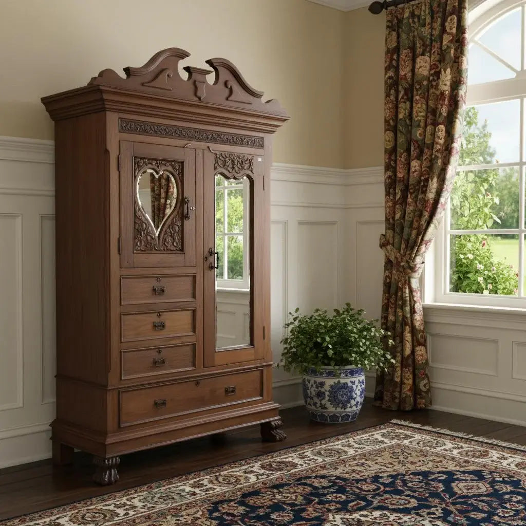 53" Brown Reclaimed Wood Carved Scrollwork Accent Cabinet With Two Doors And Four Drawers - Homeroots - Flyclothing LLC