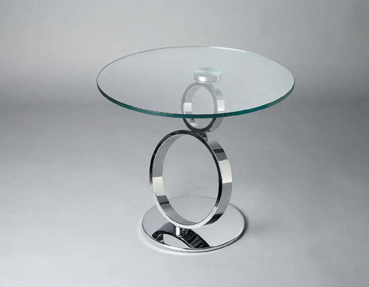 21" Clear and Silver Glass and Metal Round Pedestal End Table - Homeroots - Flyclothing LLC