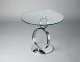 21" Clear and Silver Glass and Metal Round Pedestal End Table - Homeroots - Flyclothing LLC