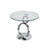 21" Clear and Silver Glass and Metal Round Pedestal End Table - Homeroots - Flyclothing LLC