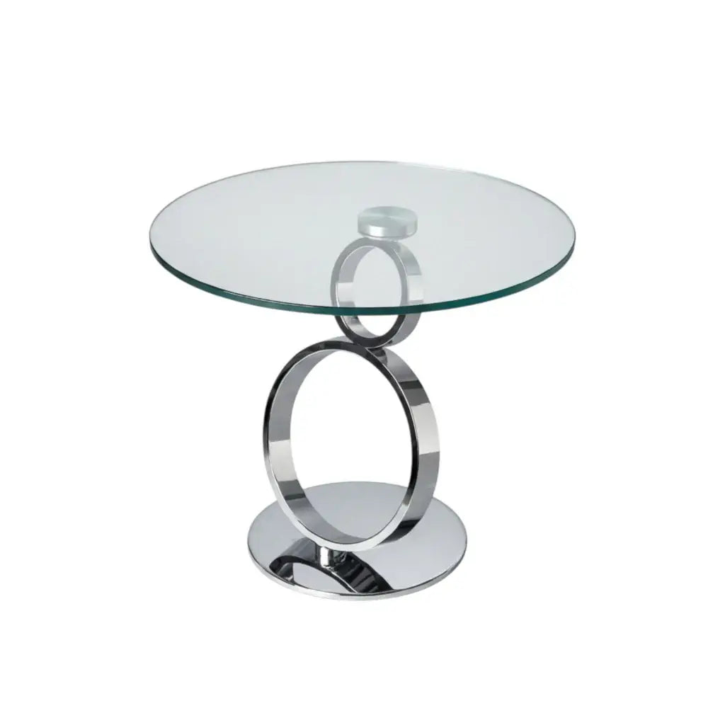 21" Clear and Silver Glass and Metal Round Pedestal End Table - Homeroots - Flyclothing LLC