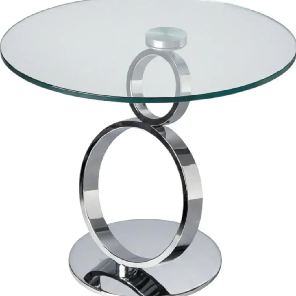 21" Clear and Silver Glass and Metal Round Pedestal End Table - Homeroots - Flyclothing LLC