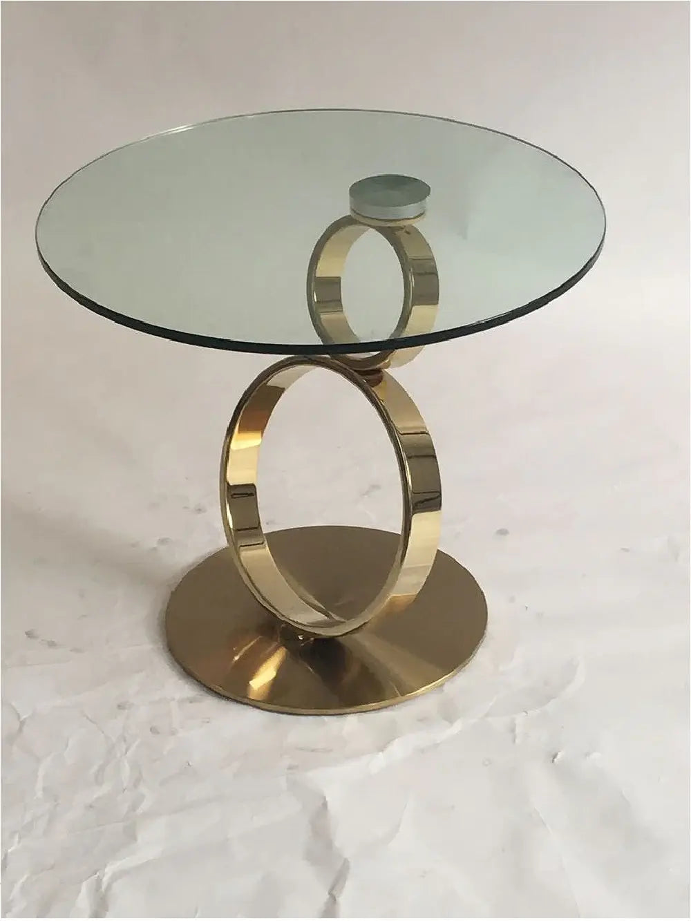 21" Clear and Gold Glass and Metal Round Pedestal End Table - Homeroots - Flyclothing LLC