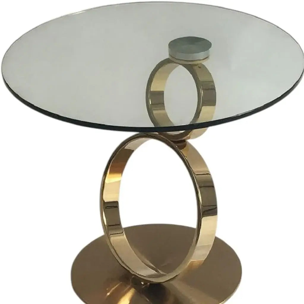 21" Clear and Gold Glass and Metal Round Pedestal End Table - Homeroots - Flyclothing LLC