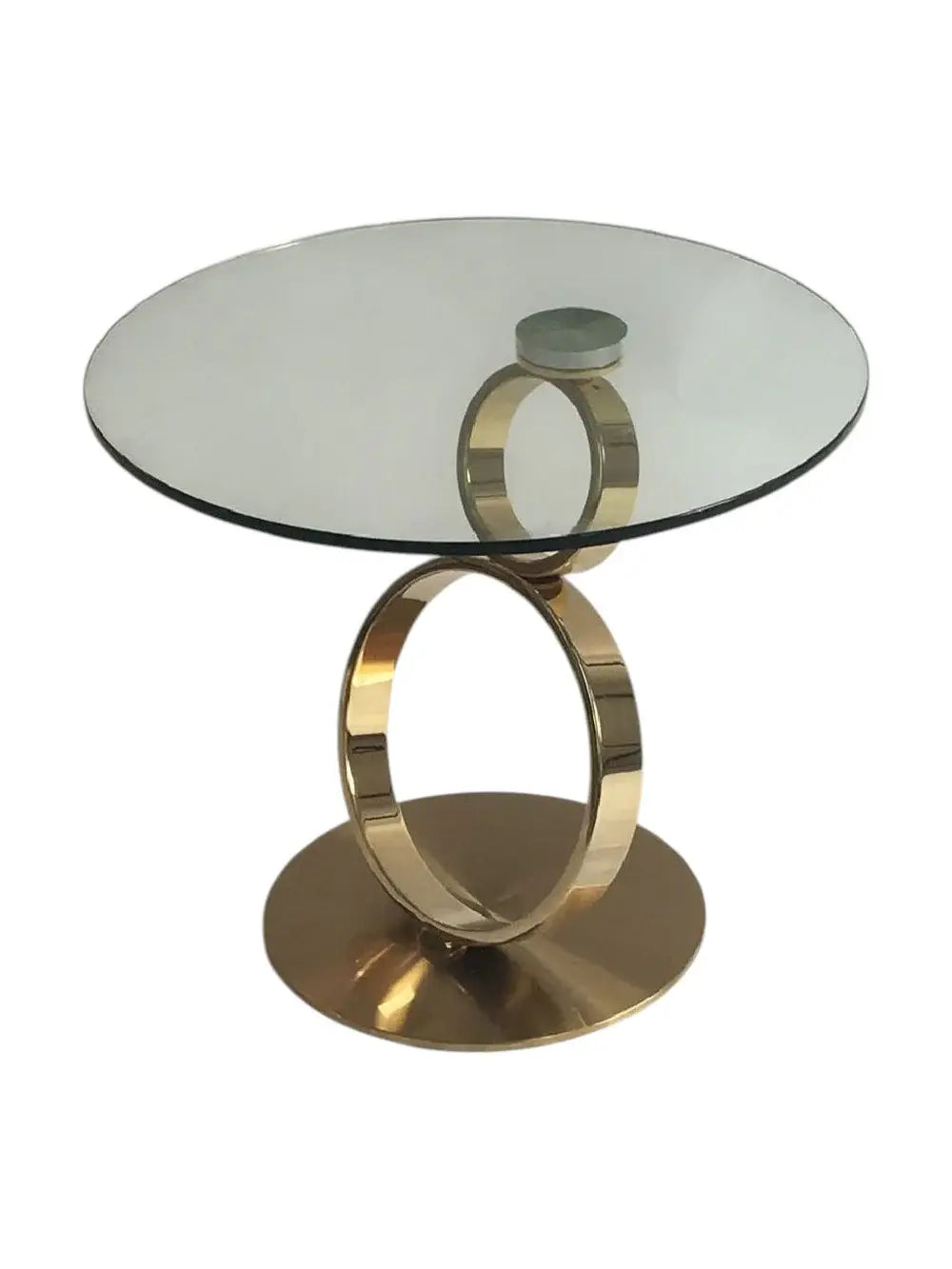 21" Clear and Gold Glass and Metal Round Pedestal End Table - Homeroots - Flyclothing LLC