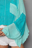 POL Round Neck Contrast High-Low Top - Trendsi
