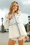 BiBi Snap Down Peplum Washed Shirt - Trendsi - Flyclothing LLC