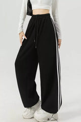 Wide Leg Side Striped Pants - Trendsi - Flyclothing LLC