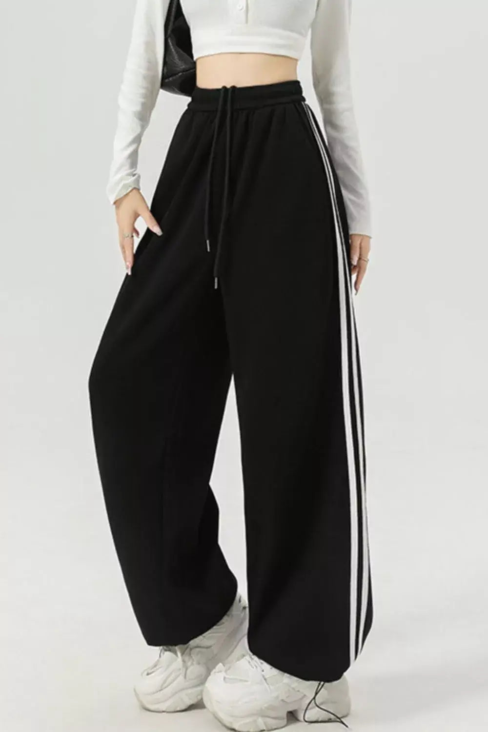 Wide Leg Side Striped Pants - Trendsi - Flyclothing LLC