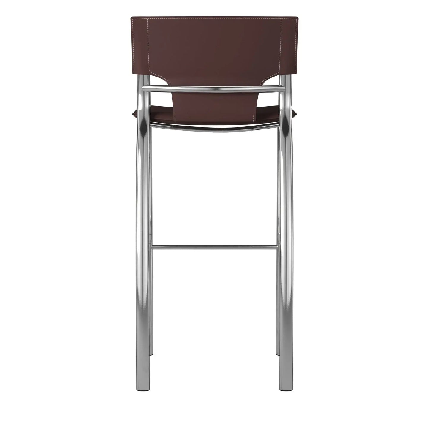 Set of Two 25" Brown and Silver Faux Leather and Metal Low Back Counter Height Bar Chairs - Homeroots - Flyclothing LLC