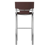 Set of Two 25" Brown and Silver Faux Leather and Metal Low Back Counter Height Bar Chairs - Homeroots - Flyclothing LLC