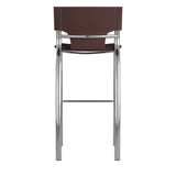 Set of Two 25" Brown and Silver Faux Leather and Metal Low Back Counter Height Bar Chairs - Homeroots - Flyclothing LLC