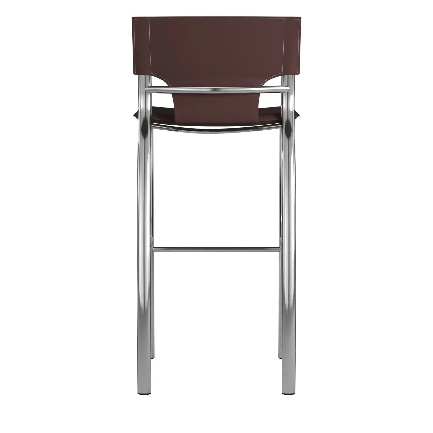 Set of Two 25" Brown and Silver Faux Leather and Metal Low Back Counter Height Bar Chairs - Homeroots - Flyclothing LLC
