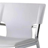Set of Two 25" White and Silver Faux Leather and Metal Low Back Counter Height Bar Chairs - Homeroots - Flyclothing LLC