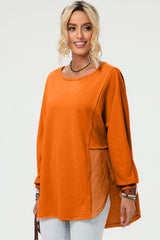Double Take Full Size Long Sleeve High-Low T-Shirt - Trendsi - Flyclothing LLC