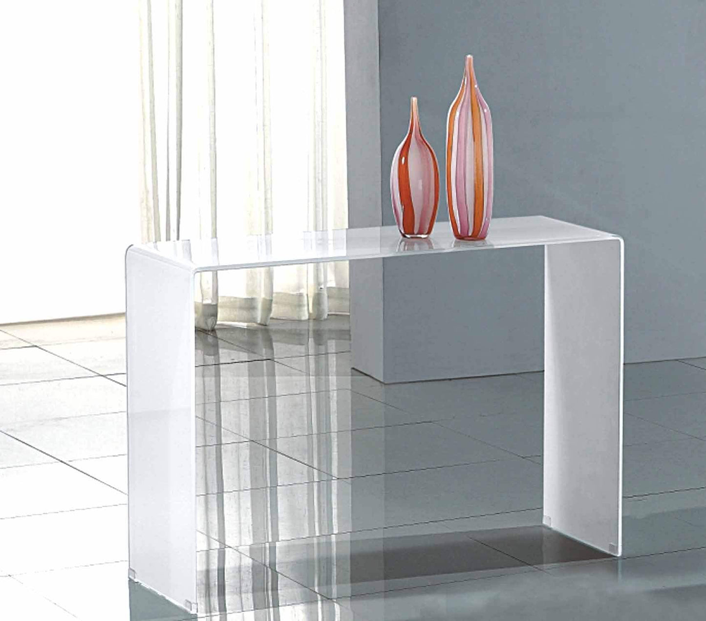 47" White Glass Frame Console Table - HomeRoots - Flyclothing LLC