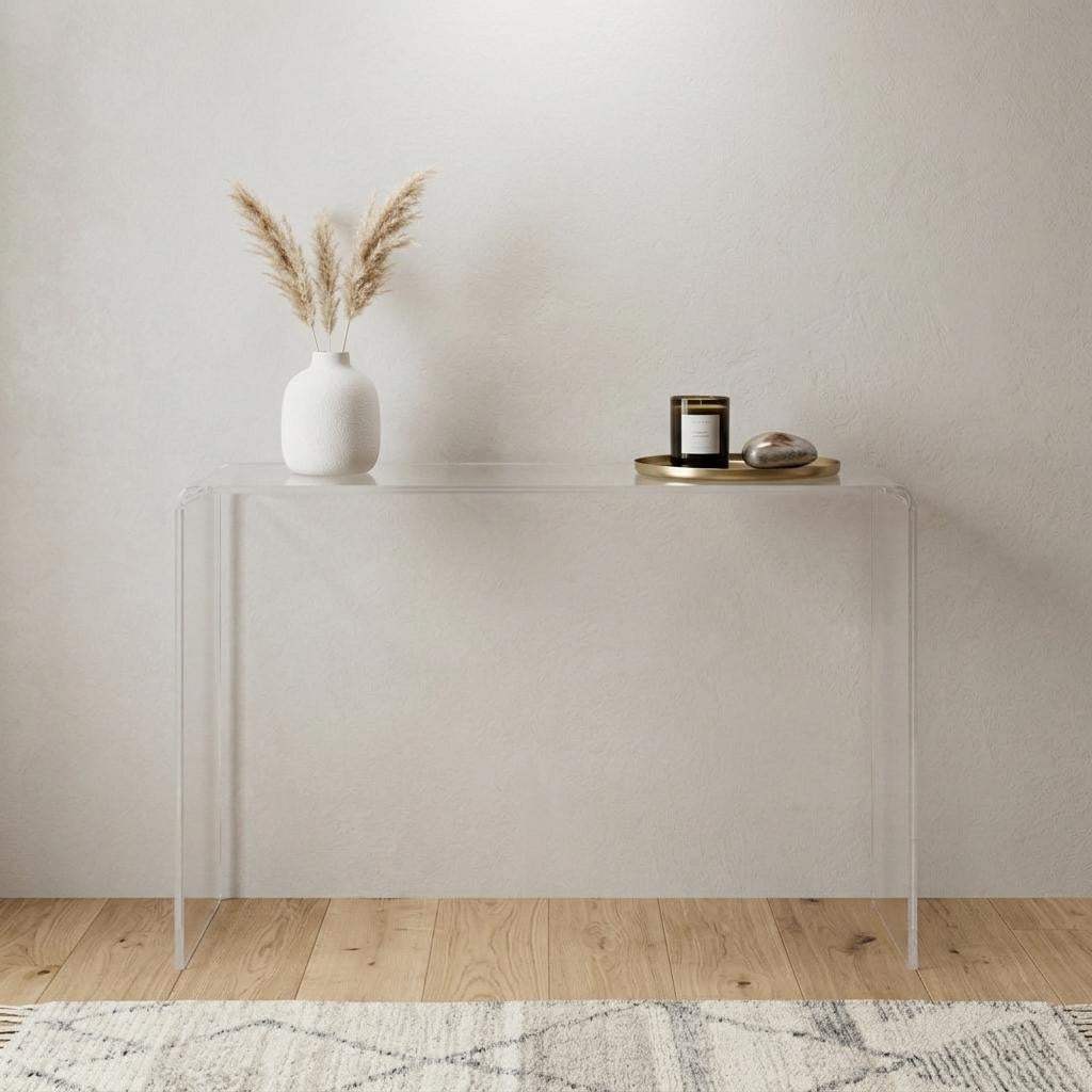 47" White Glass Frame Console Table - HomeRoots - Flyclothing LLC