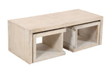 Three Piece Natural Solid Wood Distressed Sled Coffee And End Tables Set - Homeroots - Flyclothing LLC