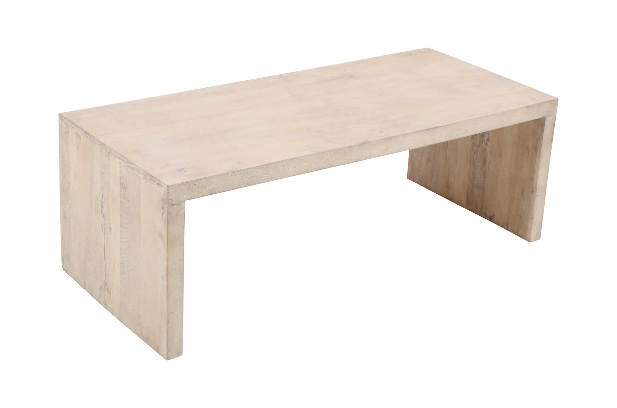 Three Piece Natural Solid Wood Distressed Sled Coffee And End Tables Set - Homeroots - Flyclothing LLC