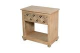 28" Natural Solid Wood Carved Geometric One Drawer Nightstand - HomeRoots - Flyclothing LLC