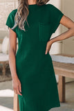 Mock Neck Short Sleeve Sweater Dress - Trendsi
