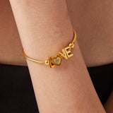 Titanium Steel Rhinestone Letter Bracelet - Trendsi - Flyclothing LLC