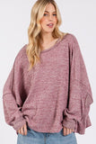 SAGE + FIG Round Neck Batwing Sleeve Oversize Top - Trendsi